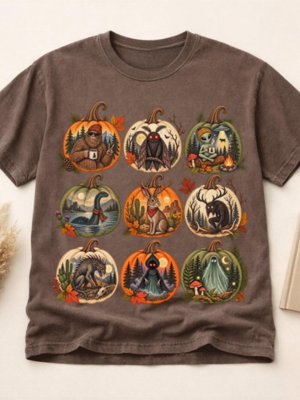 Cryptid Pumpkin Halloween Shirt, Bigfoot Mothman Alien Tee